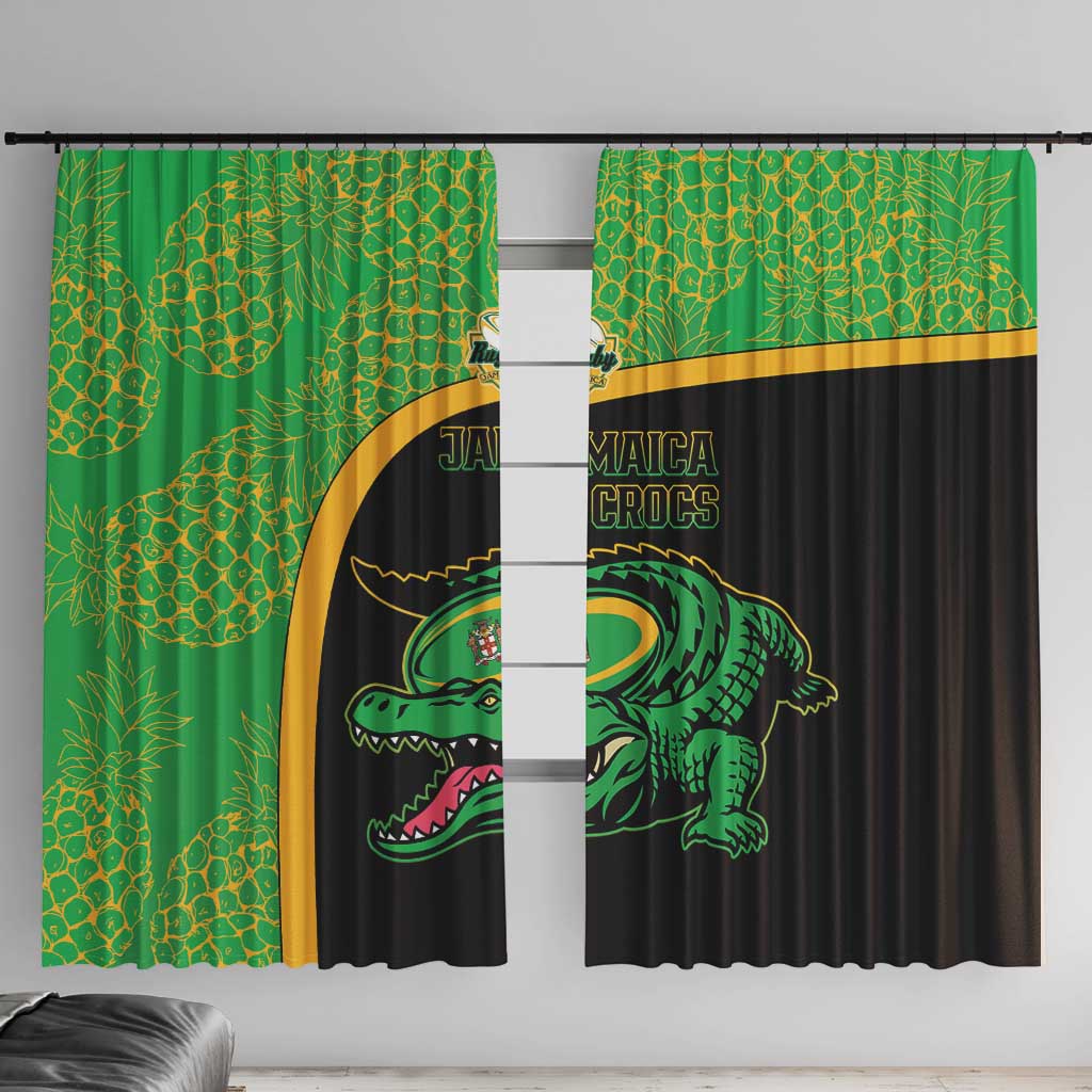 Jamaica Rugby Window Curtain Go Jamaica Crocs - Pineapple Pattern