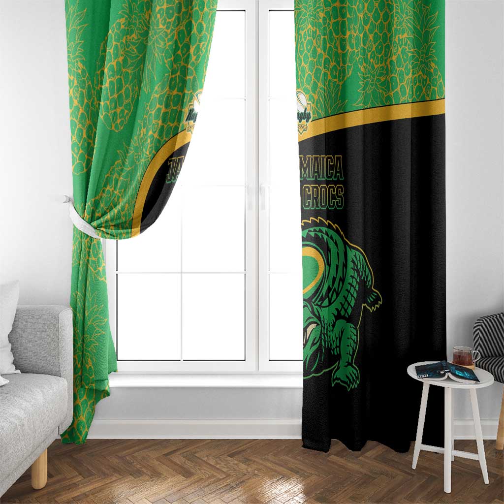 Jamaica Rugby Window Curtain Go Jamaica Crocs - Pineapple Pattern