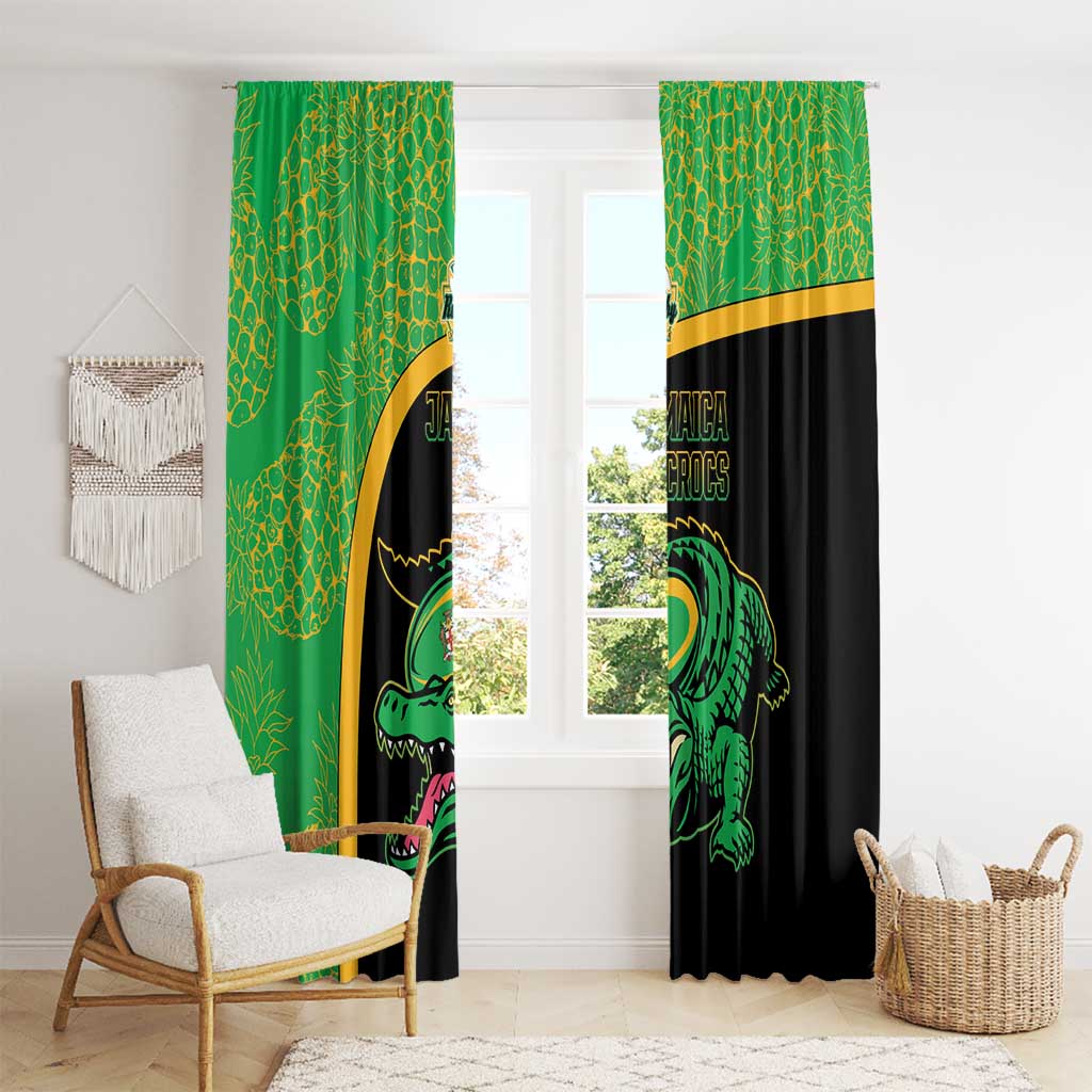 Jamaica Rugby Window Curtain Go Jamaica Crocs - Pineapple Pattern