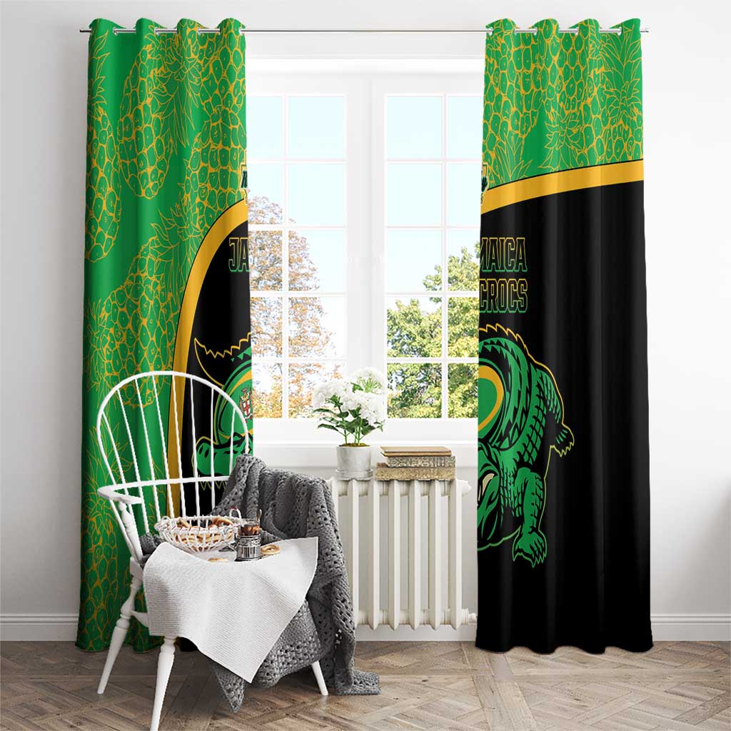 Jamaica Rugby Window Curtain Go Jamaica Crocs - Pineapple Pattern