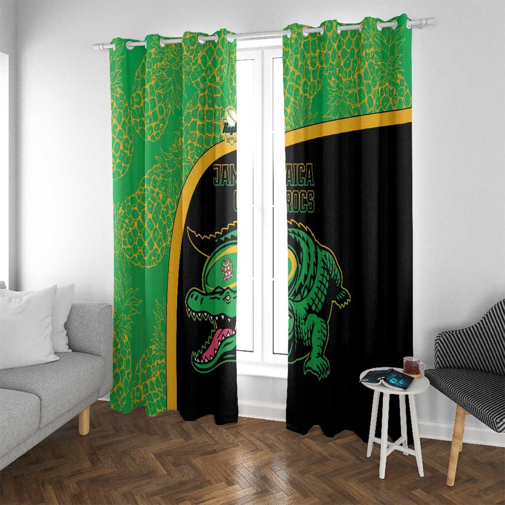 Jamaica Rugby Window Curtain Go Jamaica Crocs - Pineapple Pattern