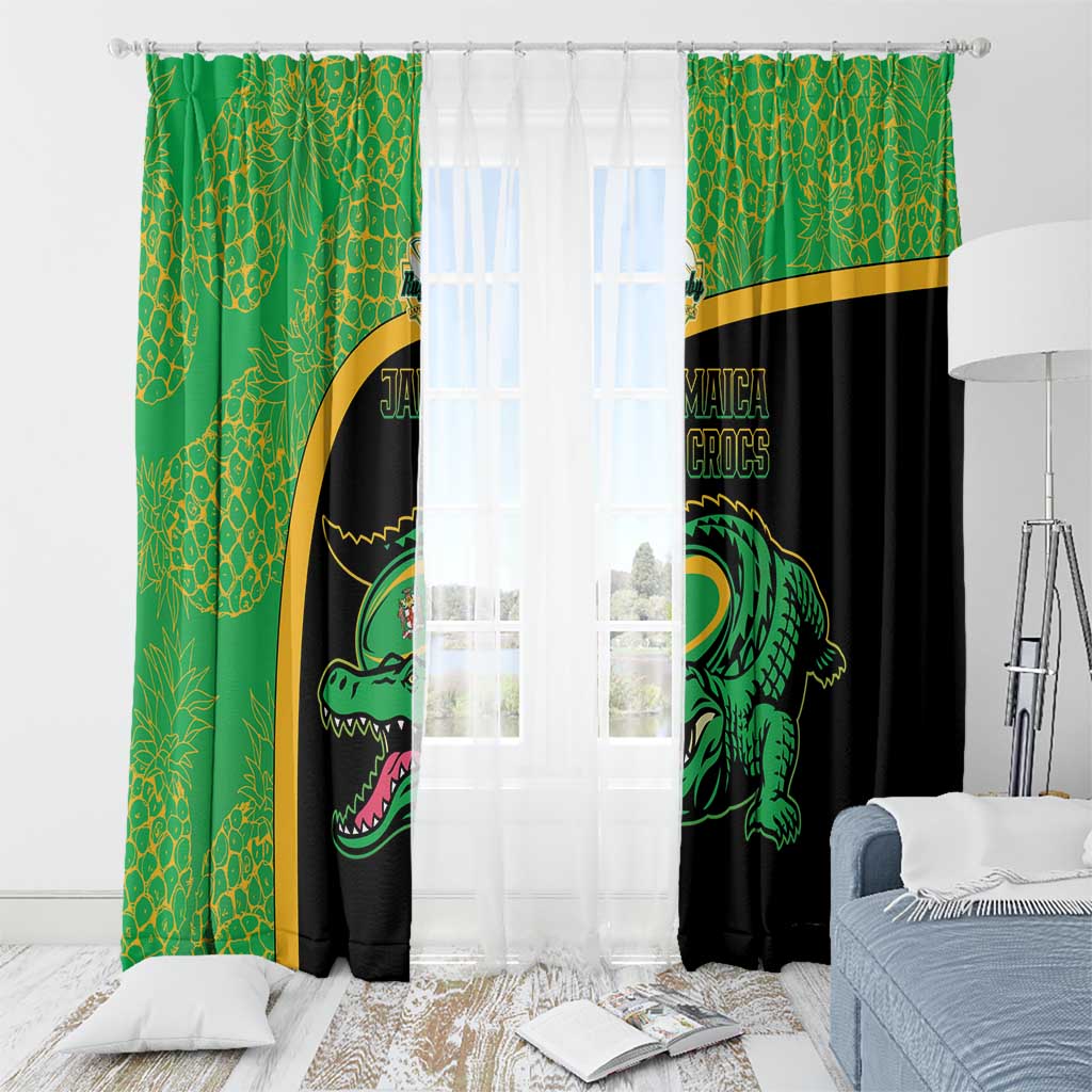 Jamaica Rugby Window Curtain Go Jamaica Crocs - Pineapple Pattern
