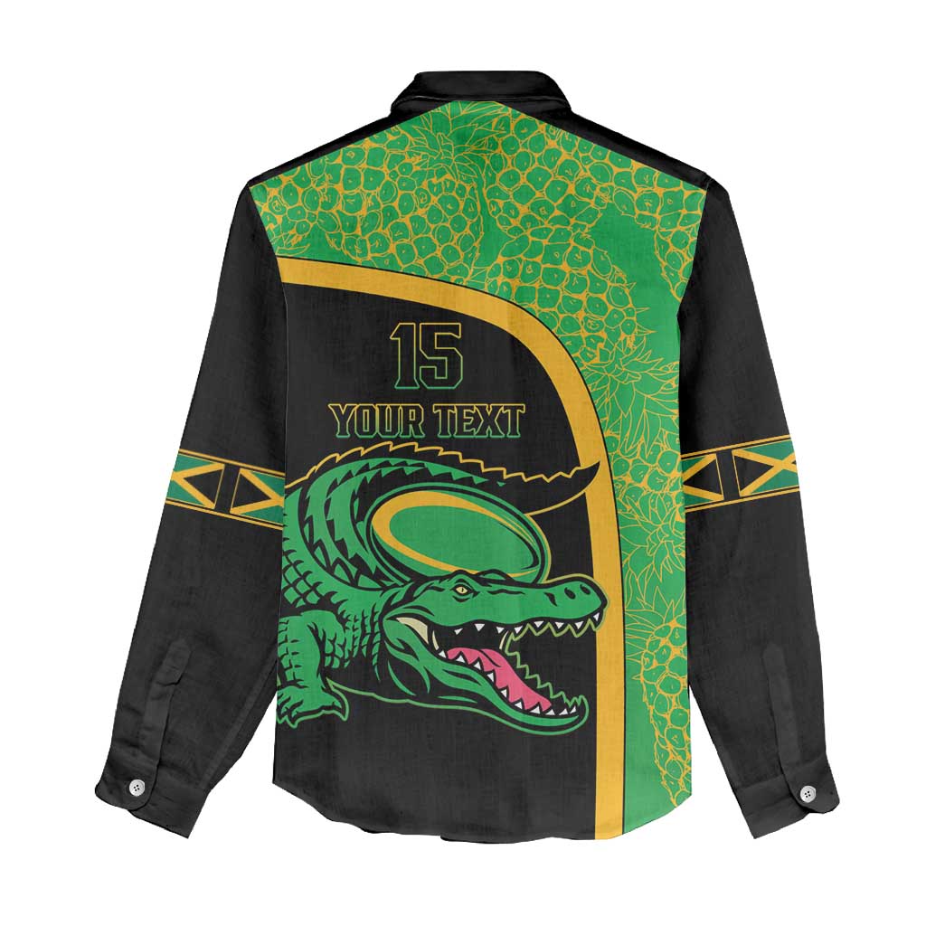 Jamaica Rugby Custom Women Casual Shirt Go Jamaica Crocs - Pineapple Pattern