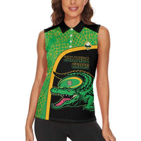Jamaica Rugby Custom Women Sleeveless Polo Shirt Go Jamaica Crocs - Pineapple Pattern