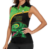 Jamaica Rugby Custom Women Sleeveless Polo Shirt Go Jamaica Crocs - Pineapple Pattern