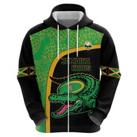 Jamaica Rugby Custom Zip Hoodie Go Jamaica Crocs - Pineapple Pattern