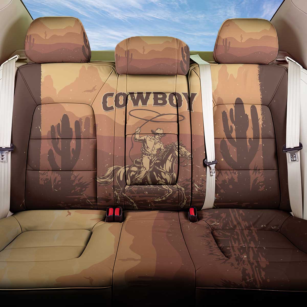Black Cowboy Back Car Seat Cover Take Me Away