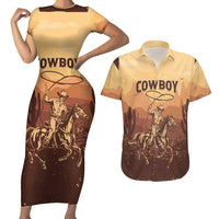 Black Cowboy Couples Matching Short Sleeve Bodycon Dress and Hawaiian Shirt Take Me Away