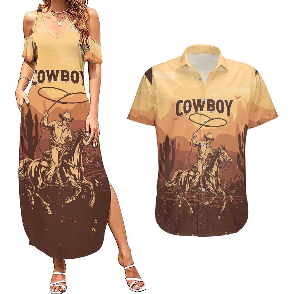 Black Cowboy Couples Matching Summer Maxi Dress and Hawaiian Shirt Take Me Away