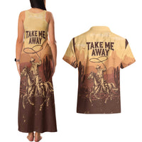 Black Cowboy Couples Matching Tank Maxi Dress and Hawaiian Shirt Take Me Away