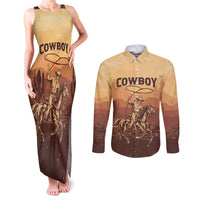 Black Cowboy Couples Matching Tank Maxi Dress and Long Sleeve Button Shirt Take Me Away