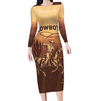Black Cowboy Family Matching Long Sleeve Bodycon Dress and Hawaiian Shirt Take Me Away