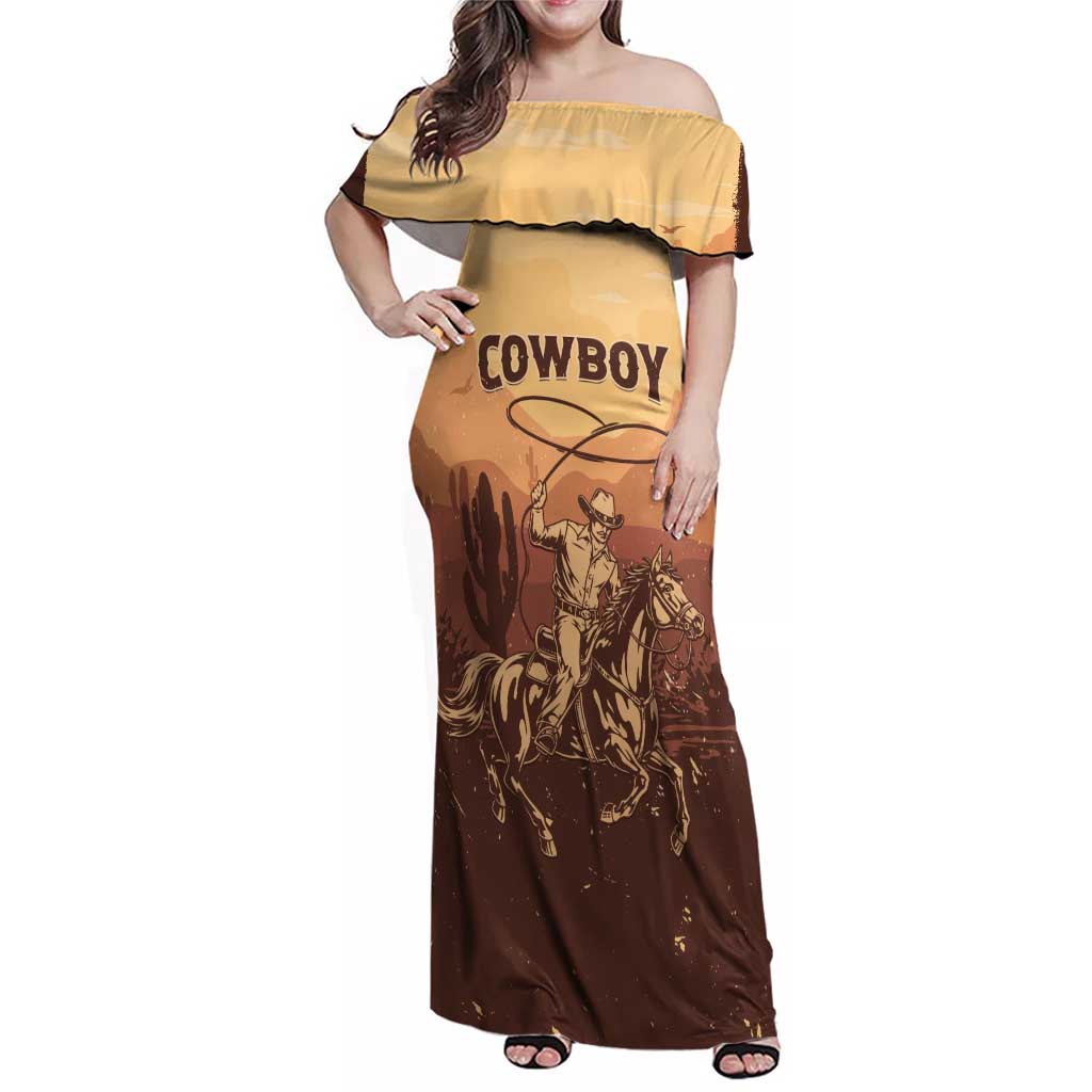 Black Cowboy Family Matching Off Shoulder Maxi Dress and Hawaiian Shirt Take Me Away