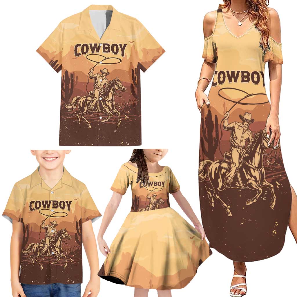 Black Cowboy Family Matching Summer Maxi Dress and Hawaiian Shirt Take Me Away