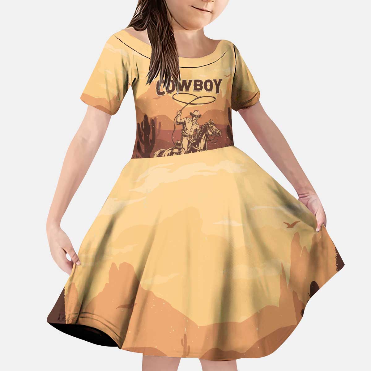 Black Cowboy Kid Short Sleeve Dress Take Me Away