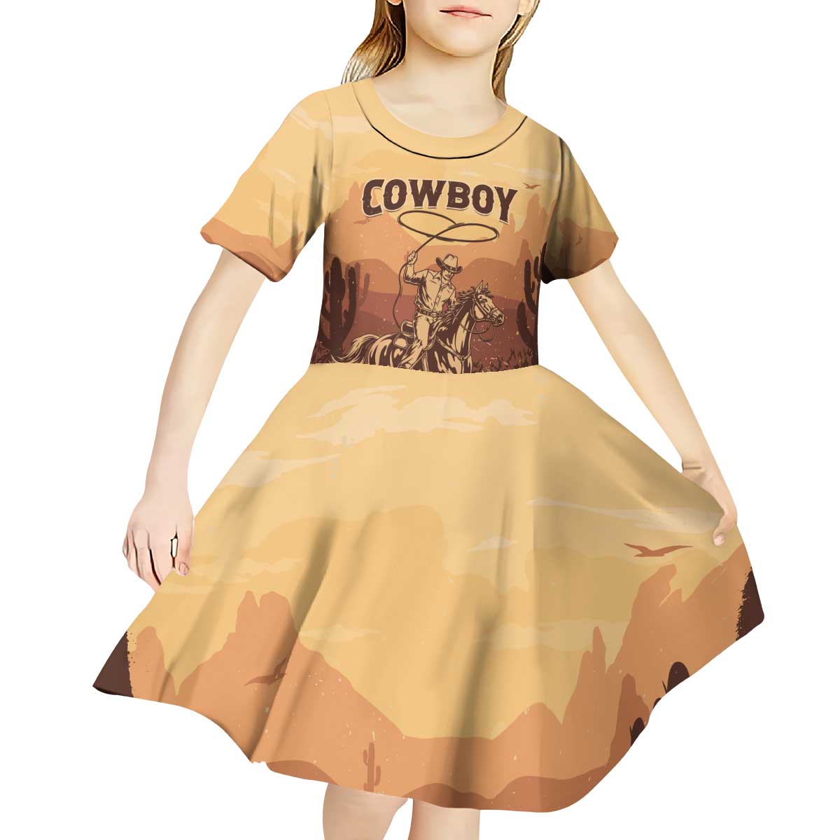 Black Cowboy Kid Short Sleeve Dress Take Me Away