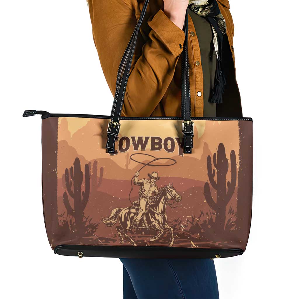 Black Cowboy Leather Tote Bag Take Me Away