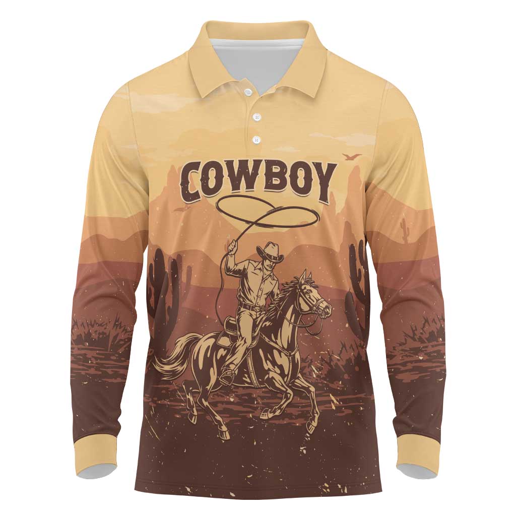 Black Cowboy Long Sleeve Polo Shirt Take Me Away