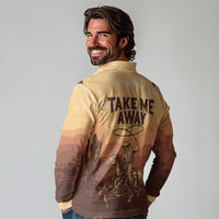 Black Cowboy Long Sleeve Polo Shirt Take Me Away