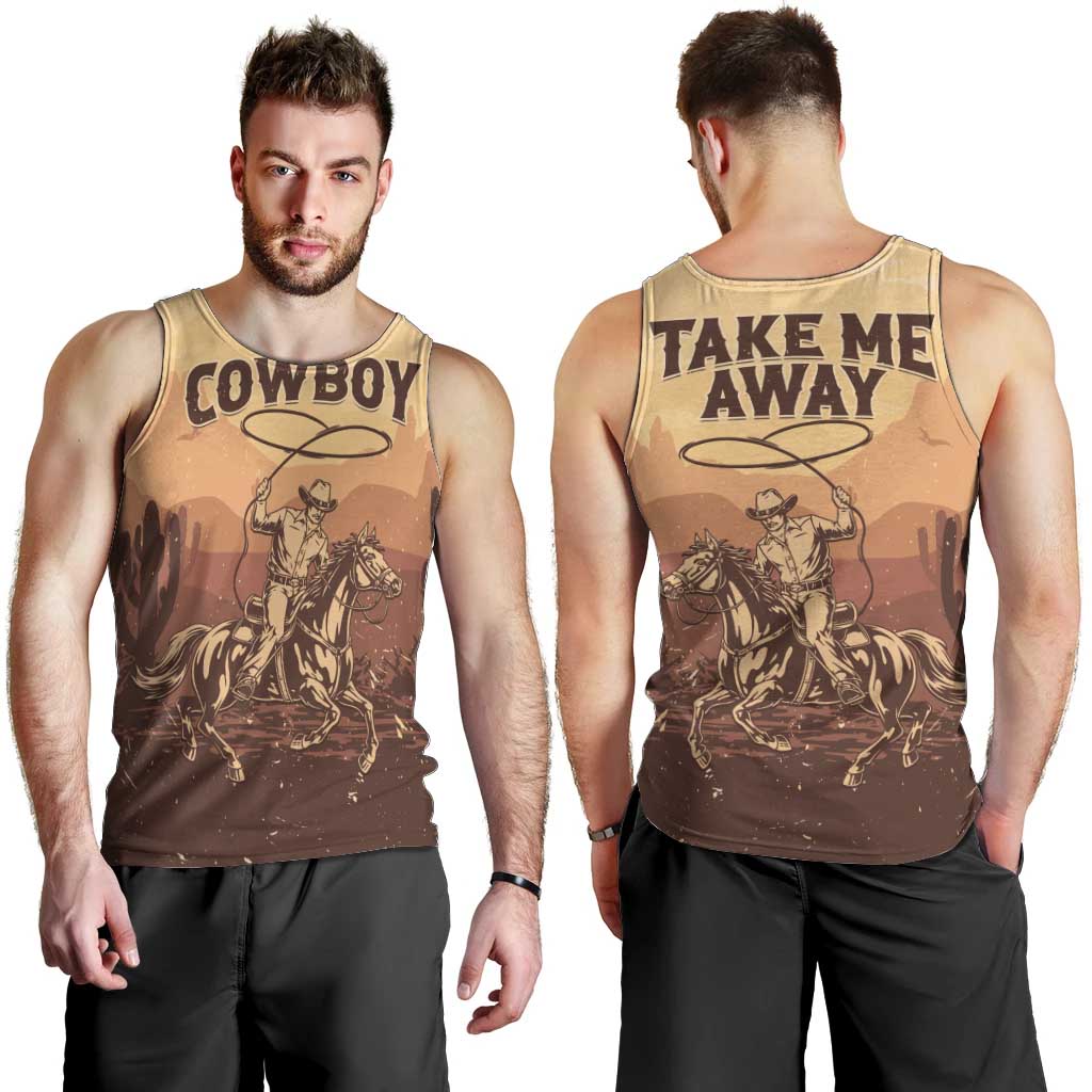 Black Cowboy Men Tank Top Take Me Away