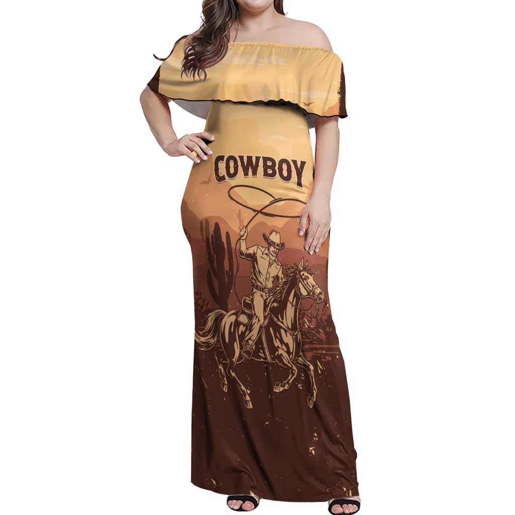 Black Cowboy Off Shoulder Maxi Dress Take Me Away