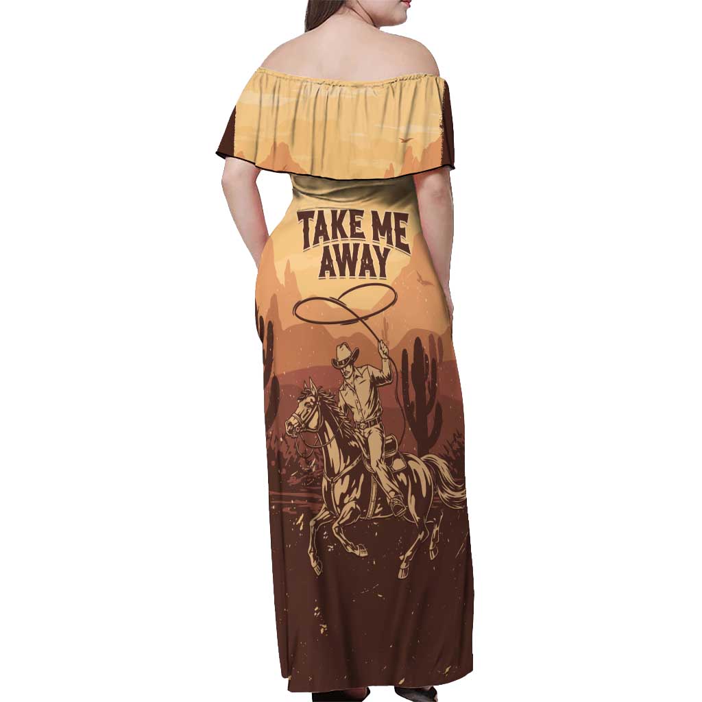 Black Cowboy Off Shoulder Maxi Dress Take Me Away