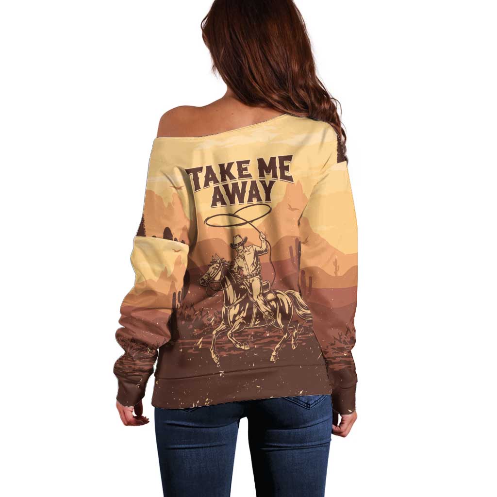 Black Cowboy Off Shoulder Sweater Take Me Away
