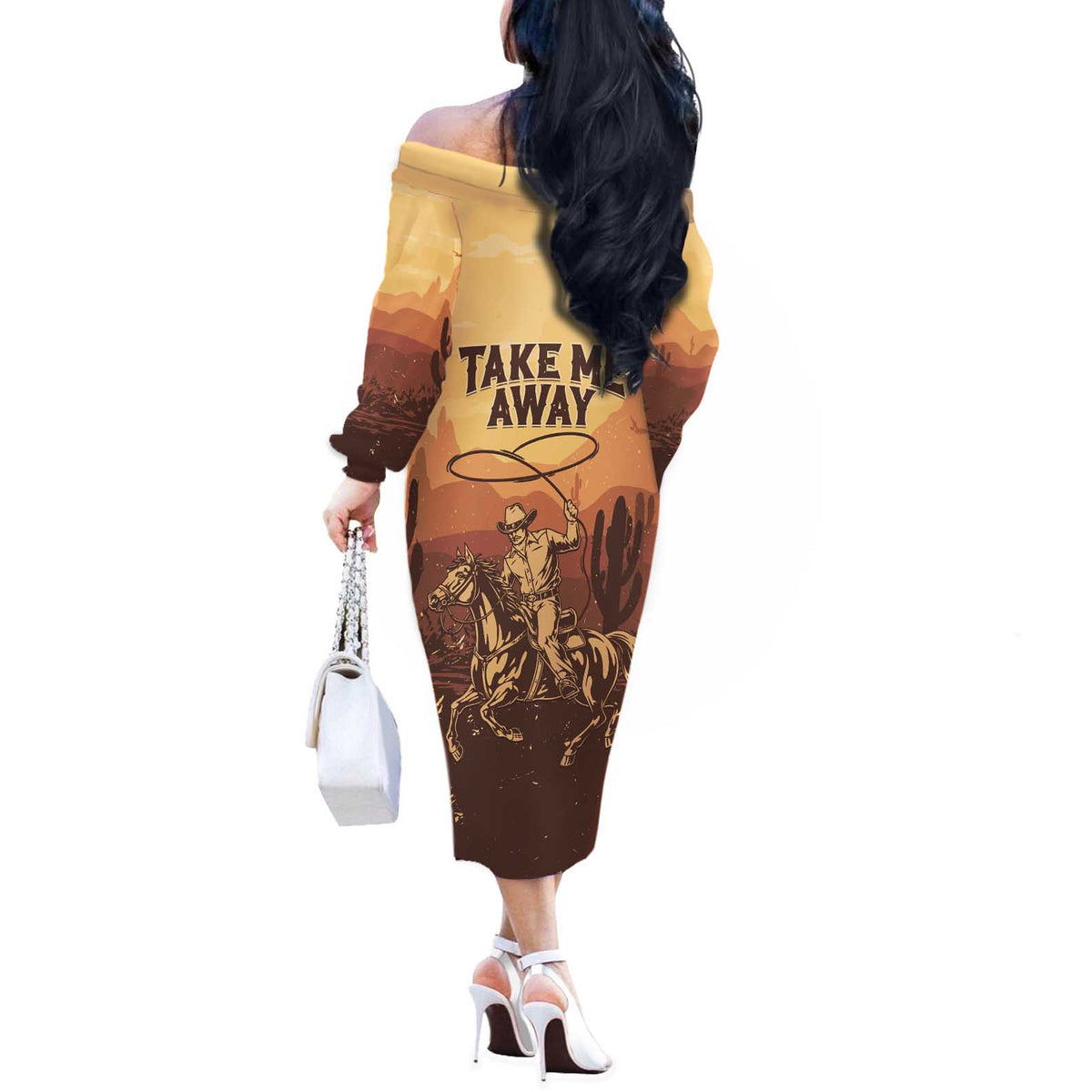 Black Cowboy Off The Shoulder Long Sleeve Dress Take Me Away