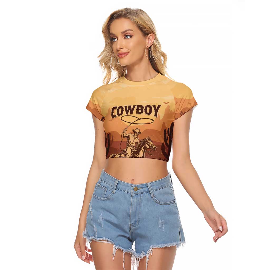 Black Cowboy Raglan Cropped T Shirt Take Me Away