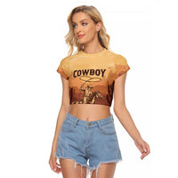 Black Cowboy Raglan Cropped T Shirt Take Me Away