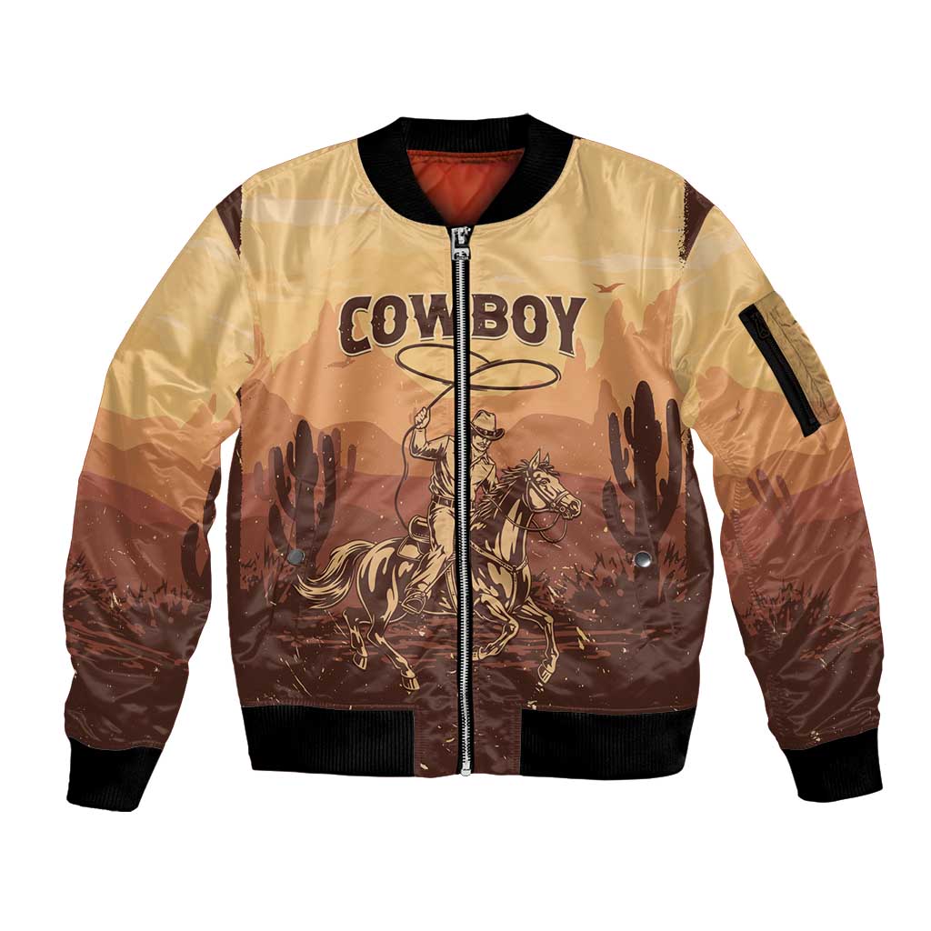 Black Cowboy Sleeve Zip Bomber Jacket Take Me Away