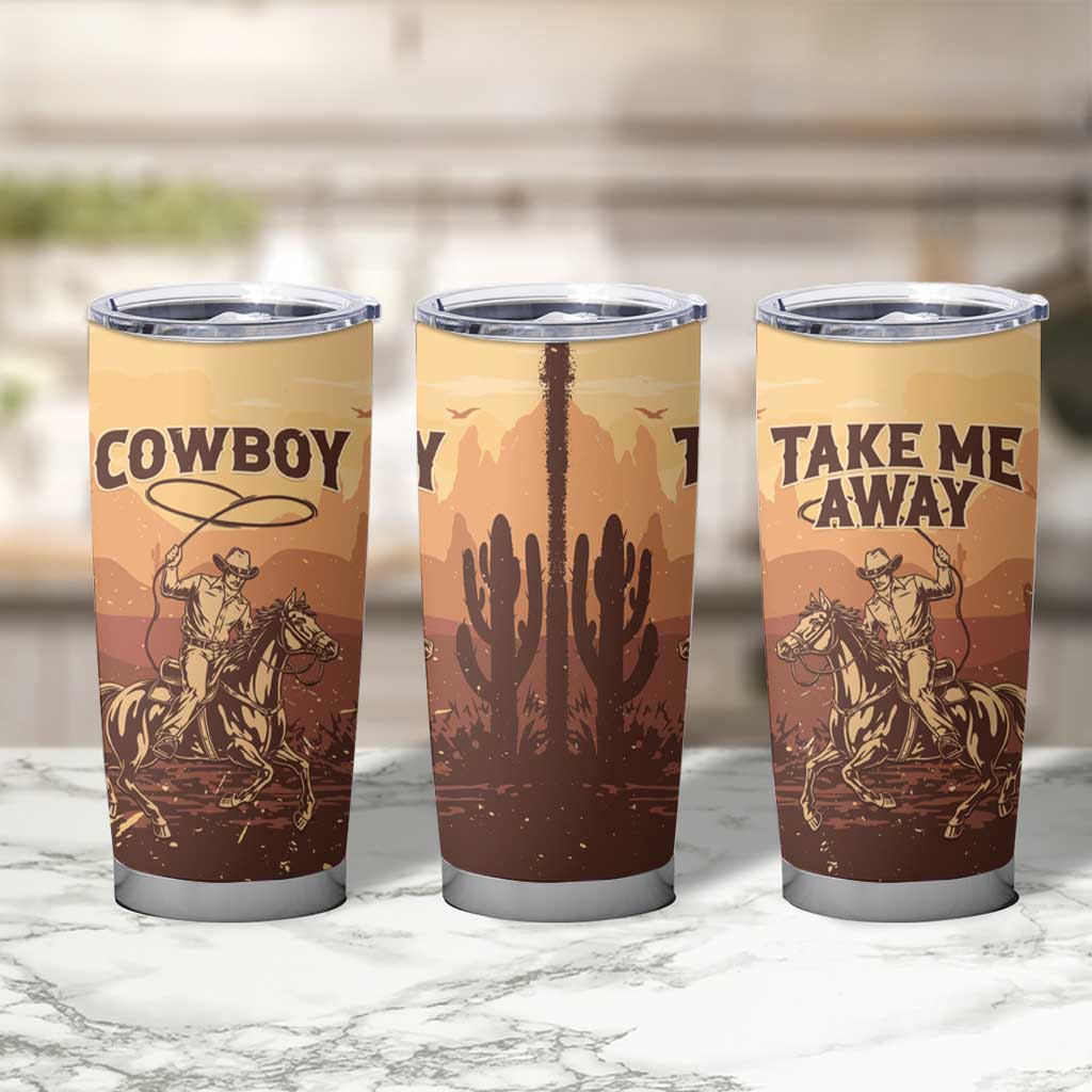Black Cowboy Tumbler Cup Take Me Away