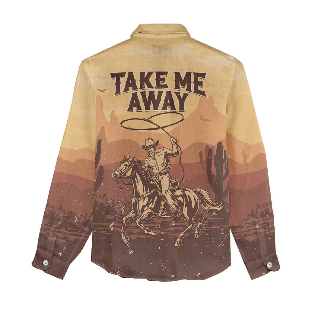 Black Cowboy Women Casual Shirt Take Me Away
