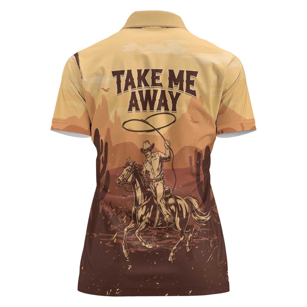 Black Cowboy Women Polo Shirt Take Me Away