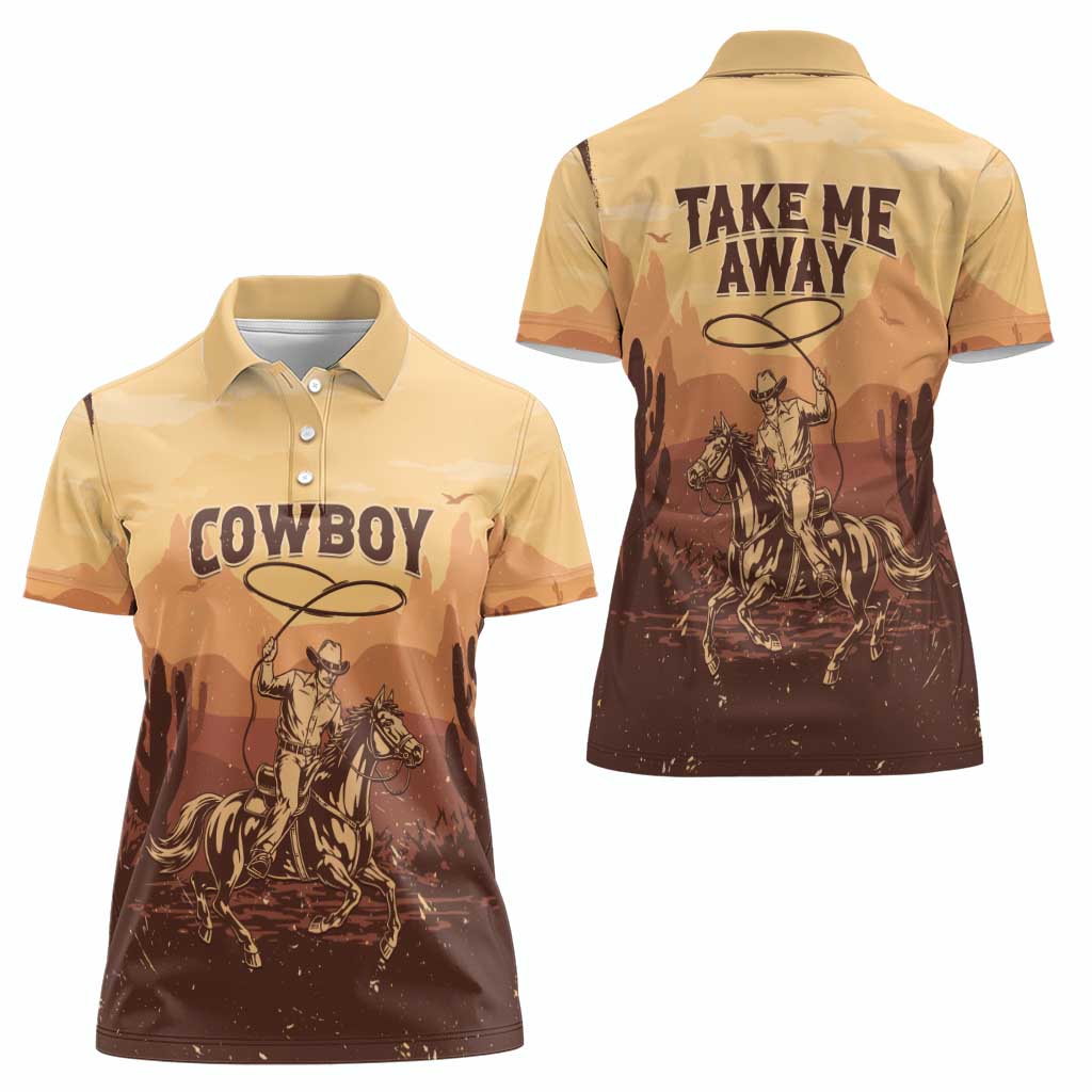 Black Cowboy Women Polo Shirt Take Me Away