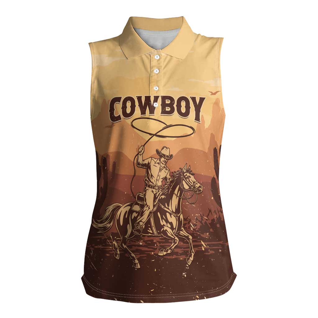 Black Cowboy Women Sleeveless Polo Shirt Take Me Away