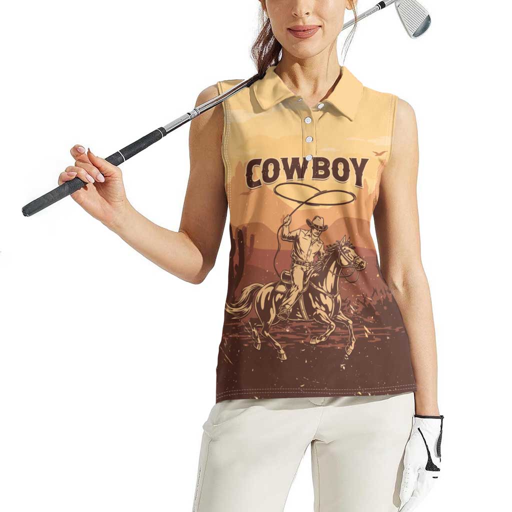 Black Cowboy Women Sleeveless Polo Shirt Take Me Away
