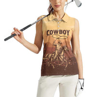 Black Cowboy Women Sleeveless Polo Shirt Take Me Away