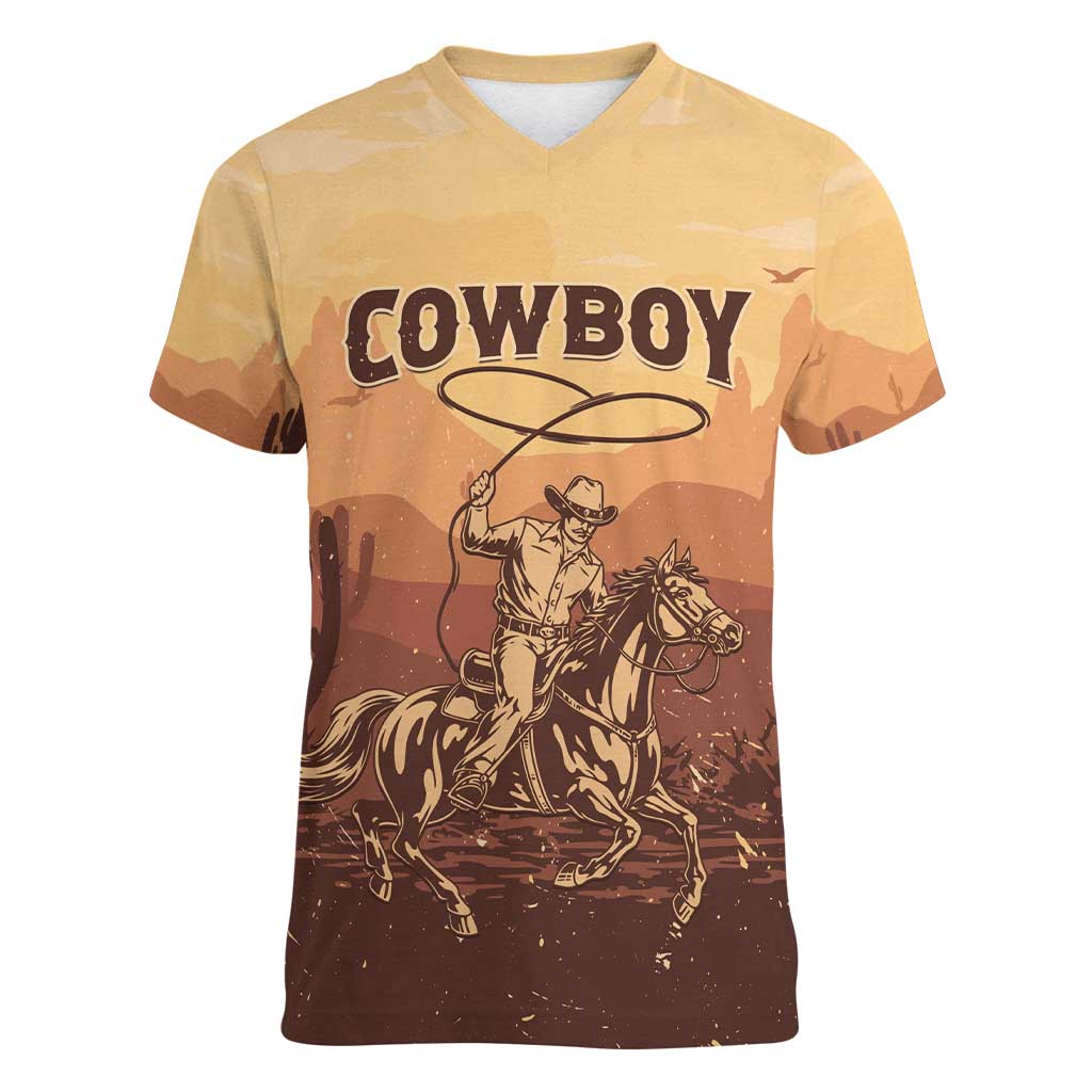 Black Cowboy Women V-Neck T-Shirt Take Me Away