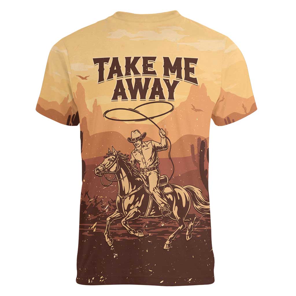 Black Cowboy Women V-Neck T-Shirt Take Me Away