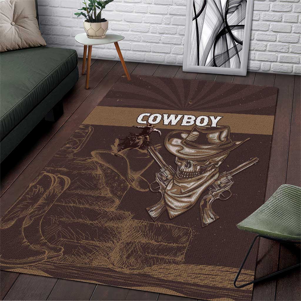 Skull Cowboy Area Rug Vintage Style