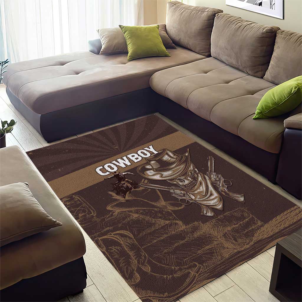 Skull Cowboy Area Rug Vintage Style