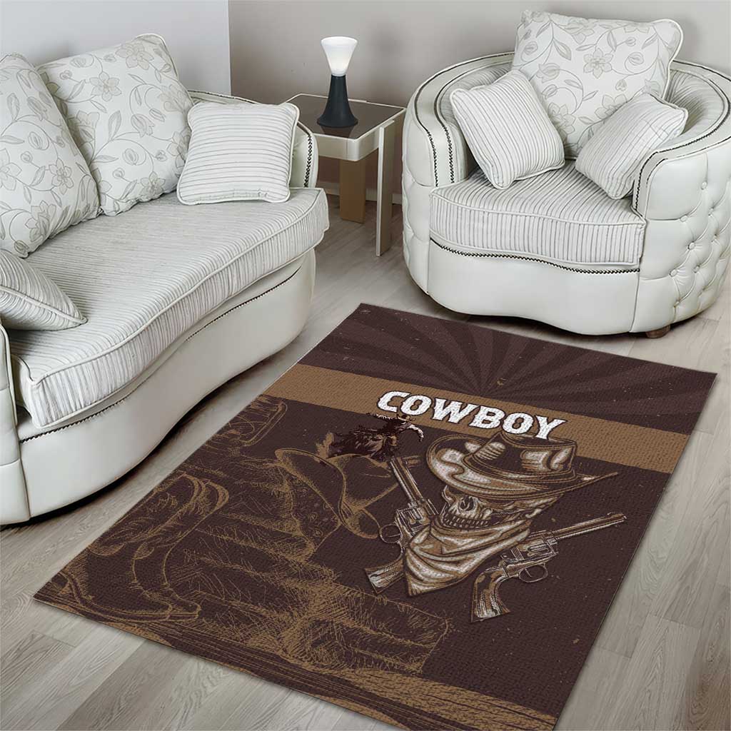 Skull Cowboy Area Rug Vintage Style