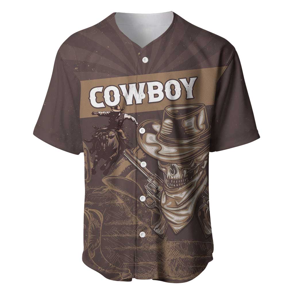 Personalised Skull Cowboy Baseball Jersey Vintage Style