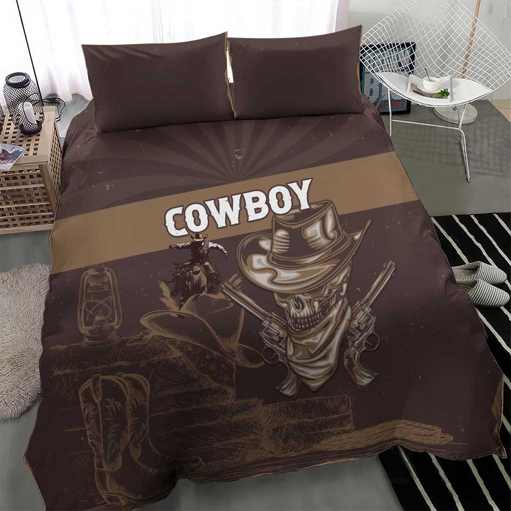 Skull Cowboy Bedding Set Vintage Style