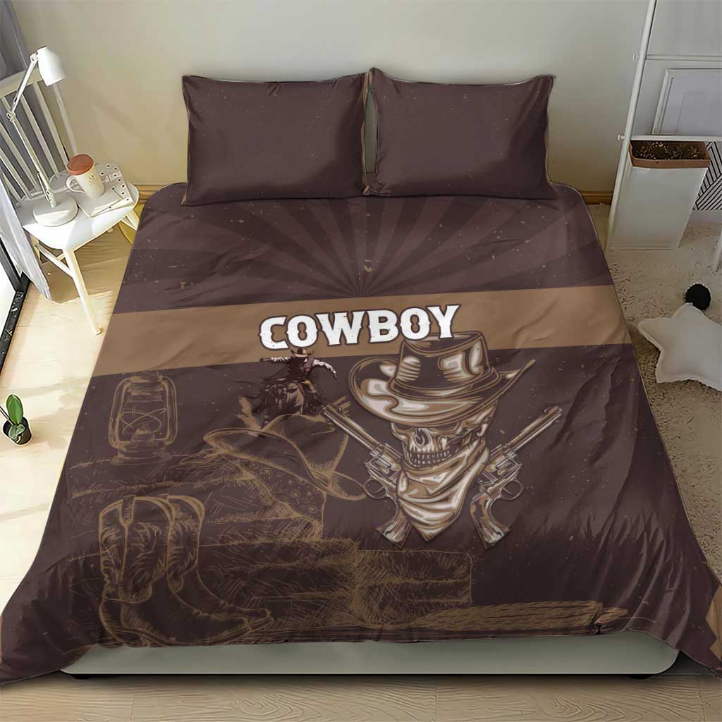 Skull Cowboy Bedding Set Vintage Style