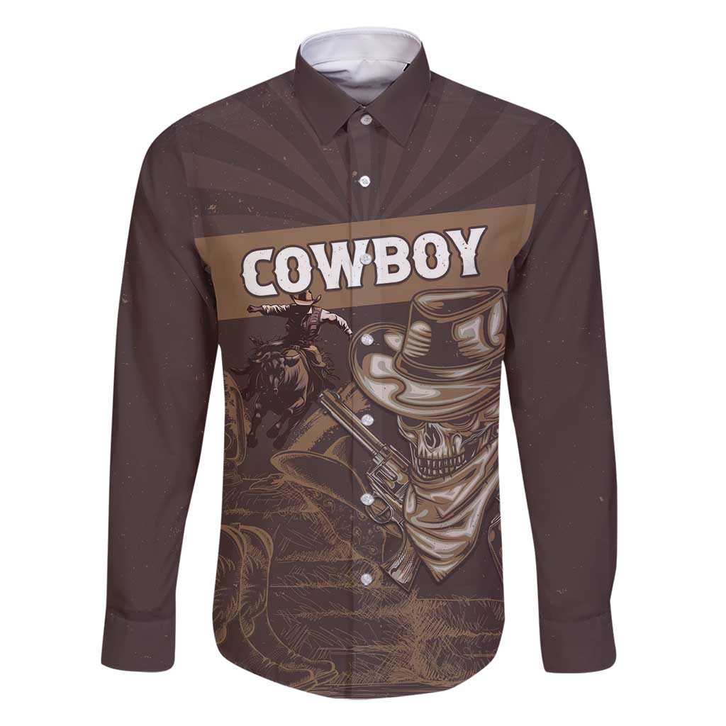 Personalised Skull Cowboy Family Matching Long Sleeve Bodycon Dress and Hawaiian Shirt Vintage Style
