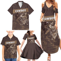 Personalised Skull Cowboy Family Matching Summer Maxi Dress and Hawaiian Shirt Vintage Style