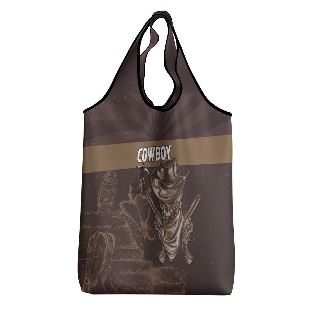 Skull Cowboy Grocery Bag Vintage Style