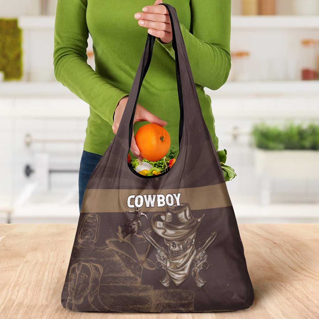 Skull Cowboy Grocery Bag Vintage Style